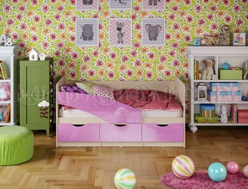 Кровать в детскую Бабочки 800*1600, Сиреневый глянец в Нальчике