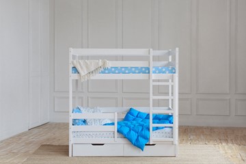 Детская 2-этажная кровать без крыши с ящиками, цвет белый в Нальчике