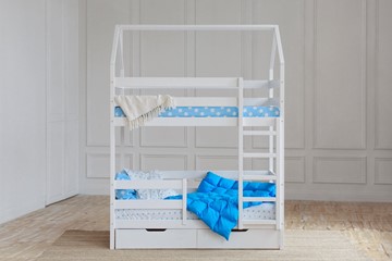Детская двухэтажная кровать Домик с ящиками, цвет белый в Нальчике