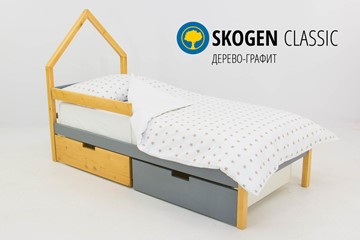 Детская кровать-домик мини Skogen дерево-графит в Нальчике