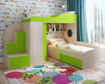 Детская кровать-шкаф Кадет-2, корпус Дуб, фасад Лайм в Нальчике