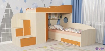 Детская кровать-шкаф Кадет-2, корпус Дуб, фасад Оранжевый в Нальчике