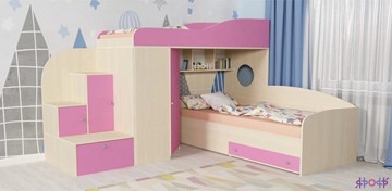 Детская кровать-шкаф Кадет-2, корпус Дуб, фасад Розовый в Нальчике