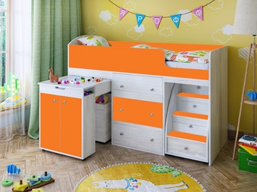 Детская кровать-шкаф Малыш 1600, корпус Винтерберг, фасад Оранжевый в Нальчике