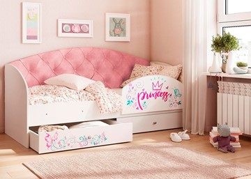 Детская кровать Эльза с бортиком, Розовый (щиты) в Нальчике