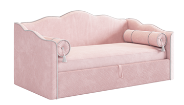 Кровать детская с подъемным механизмом Лея (Софа) 90х200 (нежно-розовый (велюр)/галька (велюр)) в Нальчике