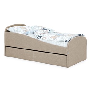 Мягкая кровать с ящиками Letmo 190х80 песочный (рогожка) в Нальчике