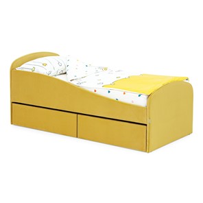 Детская кровать с ящиками Letmo 190х80 горчичный (велюр) в Нальчике
