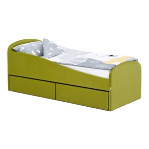 Кровать в детскую с ящиками Letmo 190х80 оливковый (велюр) в Нальчике