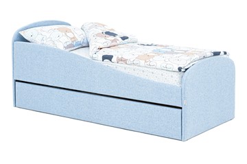 Мягкая кровать с ящиком Letmo небесный (рогожка) в Нальчике