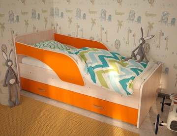 Детская кровать Максимка, корпус Млечный дуб, фасад Оранжевый в Нальчике