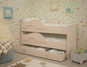 Детская двухъярусная кровать Радуга 1.6 с ящиком, цвет Млечный дуб в Нальчике