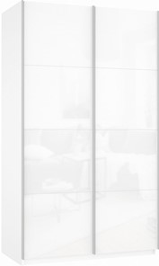 Шкаф-купе двухдверный Прайм (Белое стекло/Белое стекло) 1600x570x2300, белый снег в Нальчике