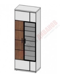 Шкаф витрина со стеклом левая Корано, Бм.Кор-01, белый экспо/ольха текстурная в Нальчике