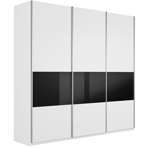 Шкаф Широкий Прайм (ДСП / Черное стекло) 2400x570x2300, Белый снег в Нальчике