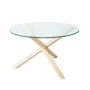 Стеклянный столик в гостиную Оникс-3, Натуральный массив/Прозрачное стекло в Нальчике