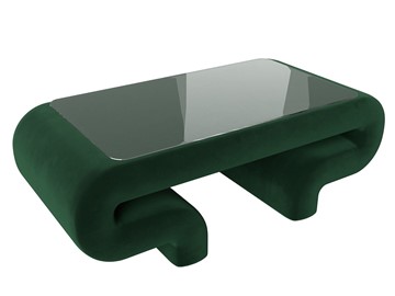 Стеклянный столик в гостиную Волна, зеленый (велюр) в Нальчике