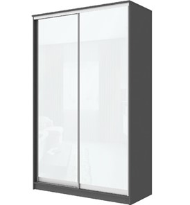 Шкаф 2-х дверный Хит-22-4-14-22 с цветным стеклом, белое №10, Графит в Нальчике