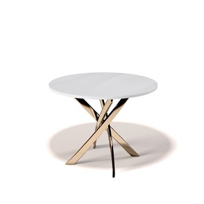 Кухонный круглый стол Kenner R1000 (Золото/Стекло белое глянец) в Нальчике