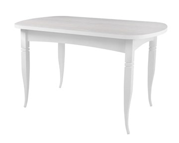 Небольшой стол Ялта с резными опорами Белый/Ясень Анкор светлый в Нальчике