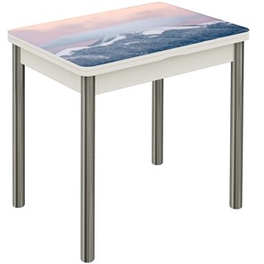 Обеденный раздвижной стол Бари хром №6 (Exclusive h181/белый) в Нальчике