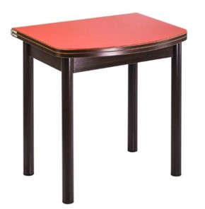 Кухонный раздвижной стол СПГ-01 СТ1, венге ЛДСП/стекло оранжевое/38 прямые трубки крашеные коричневый в Нальчике