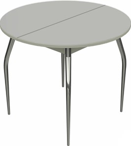 Обеденный круглый стол Ривьера исп. круг хром №5 (стекло белое/белый) в Нальчике