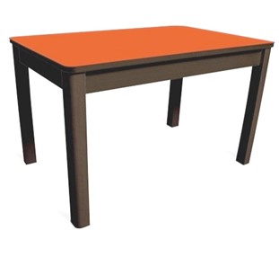 Кухонный обеденный стол Айсберг-04 СТ1, венге ЛДСП/стекло оранжевое/42 прямые массив венге в Нальчике
