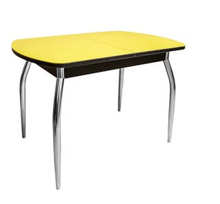 Кухонный раскладной стол ПГ-02 СТ2, венге/желтое стекло/35 хром гнутые металл в Нальчике