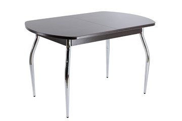 Овальный обеденный стол ПГ-07 СТ1 венге/черное стекло/хром фигурные в Нальчике
