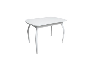 Кухонный раздвижной стол ПГ-02СТ белое/белое/крашенные фигурные в Нальчике