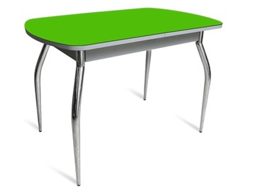 Кухонный обеденный стол ПГ-04 СТ белое/зеленое стекло/хром фигурные в Нальчике