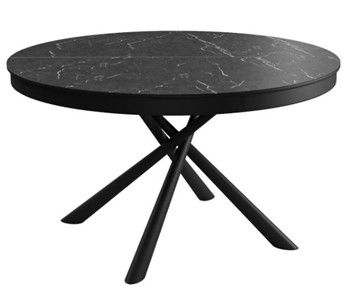 Керамический обеденный стол DikLine KR120 мрамор черный Калаката/опоры черные в Нальчике