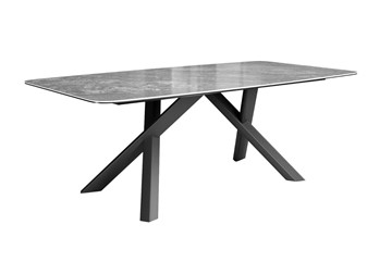 Керамический обеденный стол DikLine KS220 керамика Monsoon (серый глянец JA688) / опоры черные в Нальчике