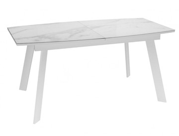 Обеденный раздвижной стол Dikline XLS160 мрамор белый глянец/ножки белые в Нальчике