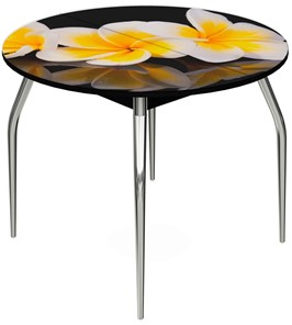 Кухонный раздвижной стол Ривьера - Круг, ноги метал. крашеные №24, ФП (Цветы №11) в Нальчике