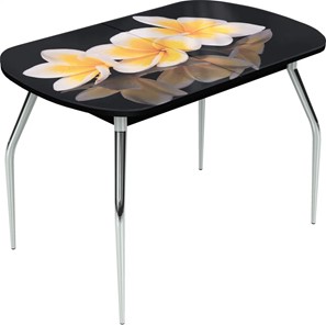 Раздвижной стол Ривьера исп.1 ноги метал. крашеные №24 Фотопечать (Цветы №11) в Нальчике