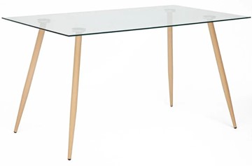 Стеклянный кухонный стол SOPHIA (mod. 5003) металл/стекло (8мм), 140x80x75, бук/прозрачный арт.12098 в Нальчике
