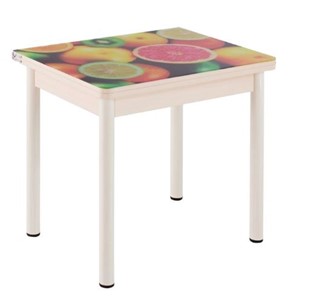 Кухонный пристенный стол СПА-01 СТФ, дуб молочный ЛДСП/стекло фрукты/36 прямые трубки крашеные белые в Нальчике
