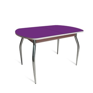 Кухонный стол раздвижной ПГ-07 СТ2, дуб молочный/фиолетовое стекло/35 хром гнутые металл в Нальчике