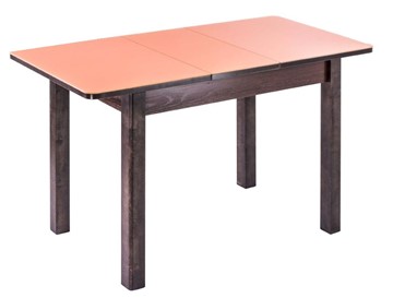 Кухонный стол раздвижной Айсберг-01 СТ1, венге ЛДСП/стекло оранжевое/42 прямые массив венге в Нальчике