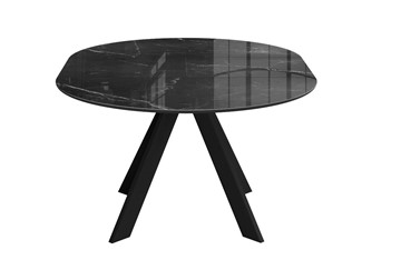 Стол из стекла раздвижной DikLine SFC110 d1100 стекло Оптивайт Черный мрамор/подстолье черное/опоры черные в Нальчике