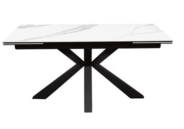 Стол обеденный раздвижной раздвижной DikLine SFE160 Керамика Белый мрамор/подстолье черное/опоры черные (2 уп.) в Нальчике
