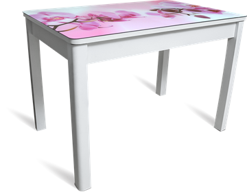 Раздвижной стол Айсберг-02 СТФ, белое лдсп/орхидея/40 прямые массив белые в Нальчике