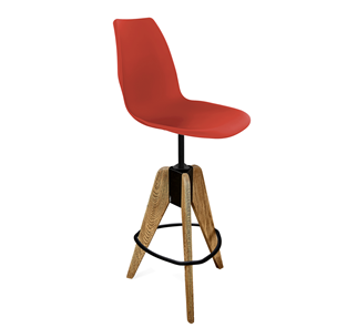 Барный стул SHT-ST29/S92 (красный ral 3020/брашированный коричневый/черный муар) в Нальчике