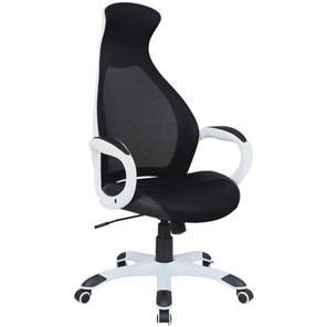 Кресло компьютерное Brabix Premium Genesis EX-517 (пластик белый, ткань/экокожа/сетка черная) 531573 в Нальчике