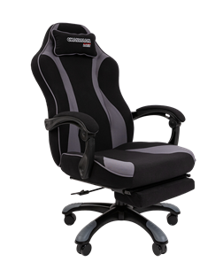 Кресло игровое CHAIRMAN GAME 35 с выдвижной подставкой для ног Ткань черная / Ткань св.серая в Нальчике