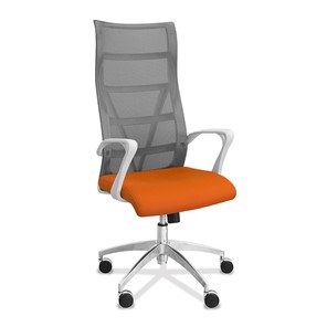 Кресло в офис Топ X белый каркас, сетка/ткань TW / серая/оранжевая в Нальчике