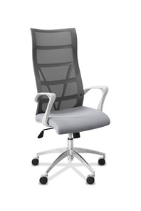Кресло офисное Топ X белый каркас, сетка/ткань TW / серая/ серая в Нальчике