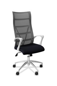 Офисное кресло для руководителя Топ X белый каркас, сетка/ткань TW / серая/черная в Нальчике